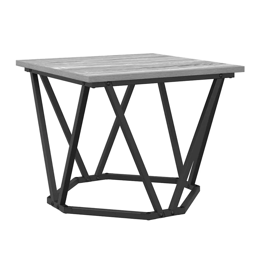 Table basse 3 pcs Gris Sonoma Bois d'ingénierie et acier - 5