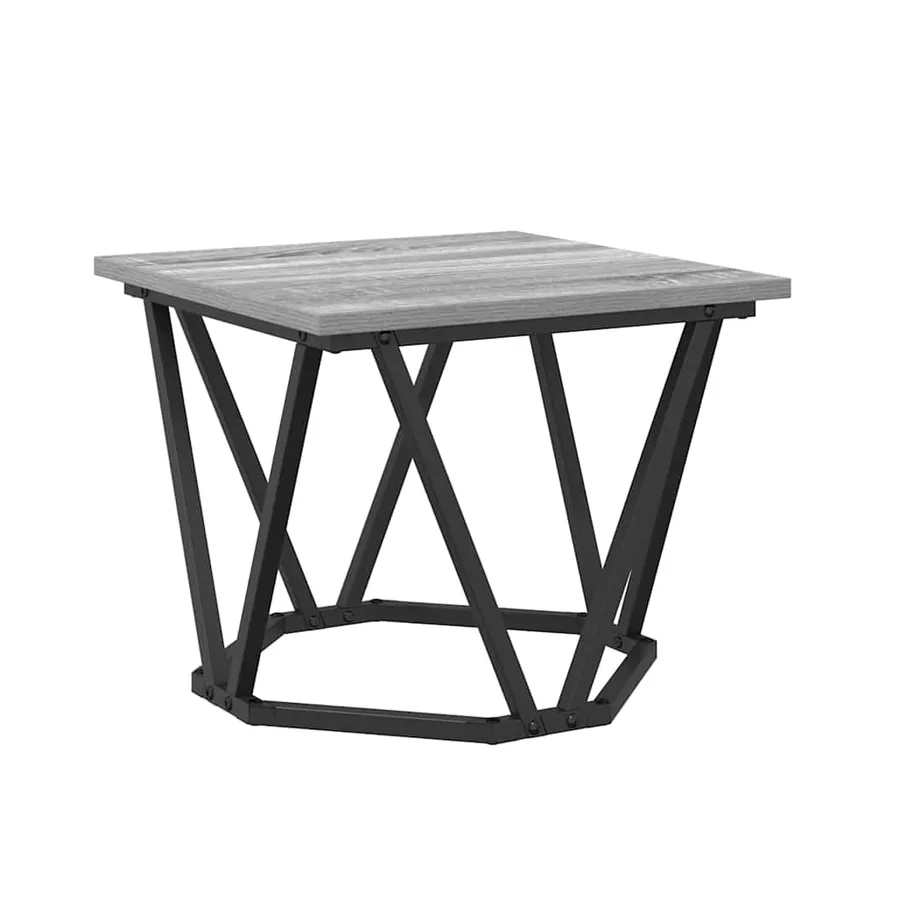 Table basse 3 pcs Gris Sonoma Bois d'ingénierie et acier - 6