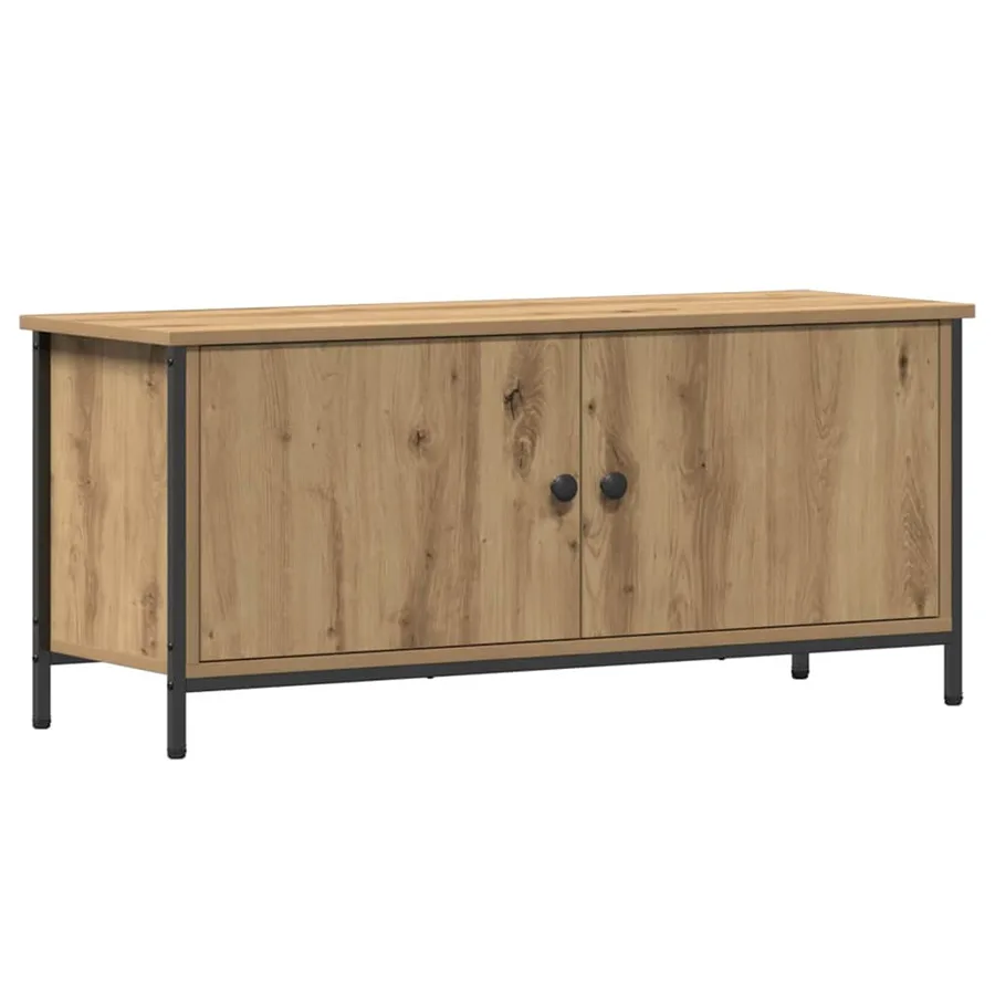 Meuble TV Chêne artisanal 100 x 35 x 45 cm Bois d'ingénierie - 2