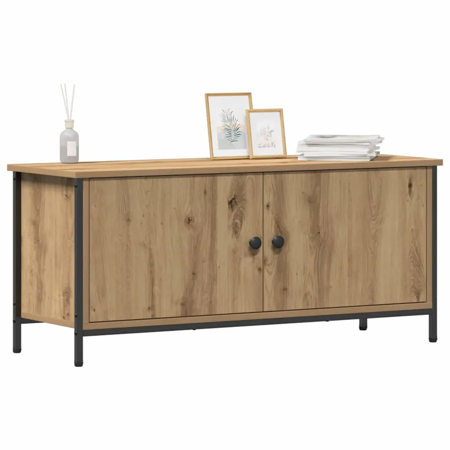 Meuble TV Chêne artisanal 100 x 35 x 45 cm Bois d'ingénierie - 3