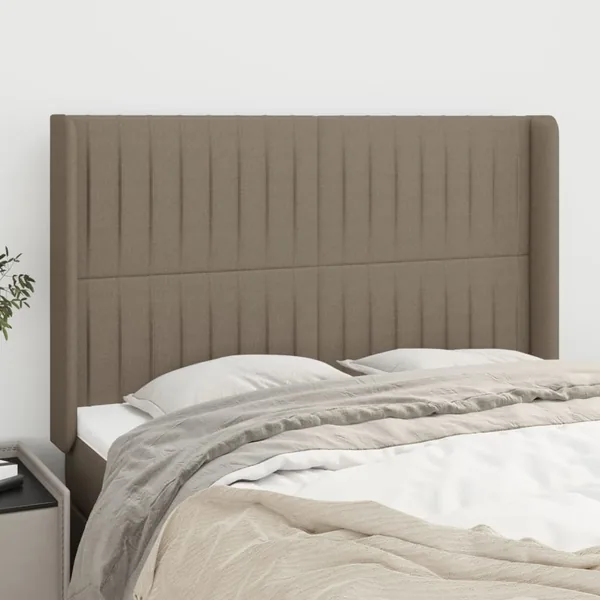 Tête de lit avec oreilles Taupe 147x16x118/128 cm Tissu
