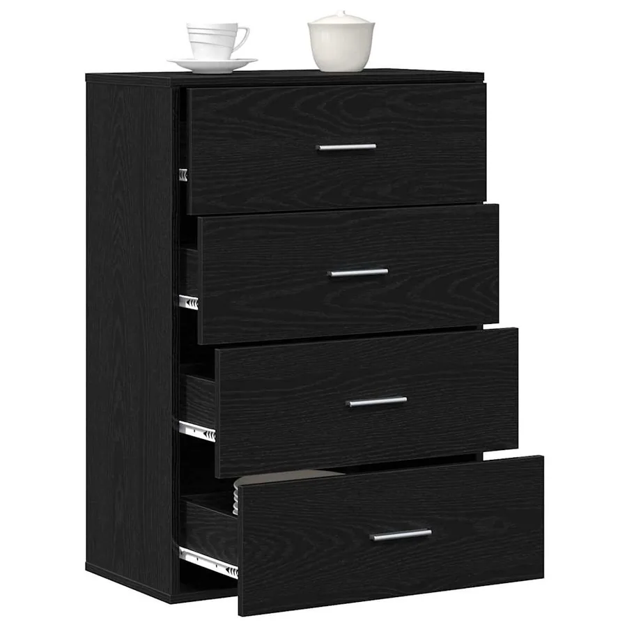 Buffet avec tiroir Chêne noir 60 x 31 x 84 cm Bois d'ingénierie - 3