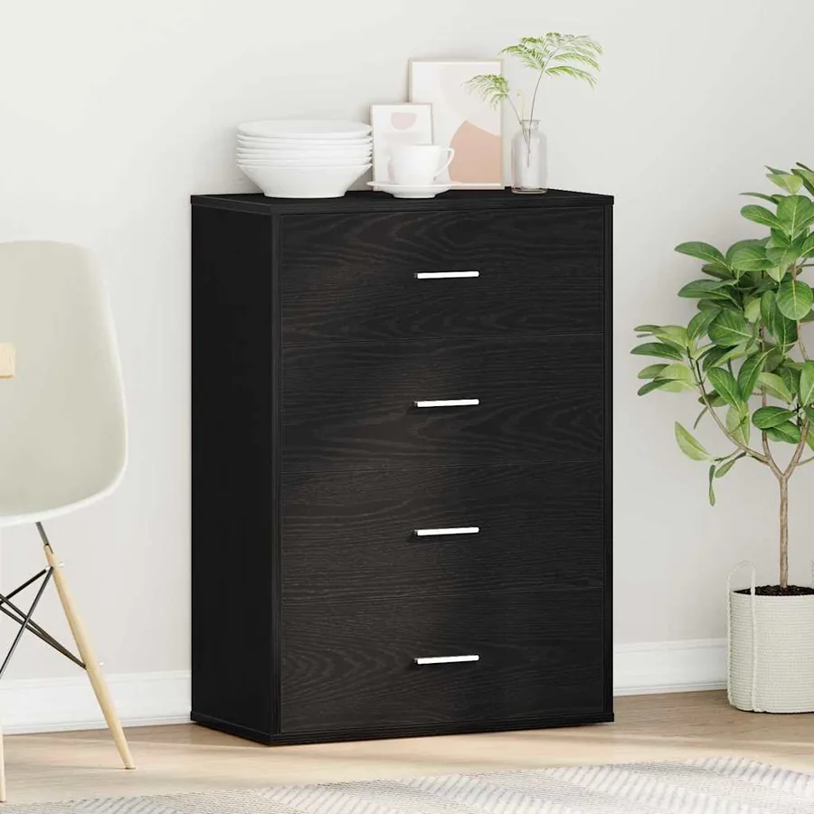 Buffet avec tiroir Chêne noir 60 x 31 x 84 cm Bois d'ingénierie - 4