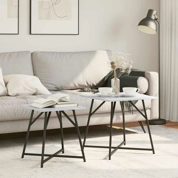 Ensemble de tables d'appoint 2 pcs Gris Sonoma et noir