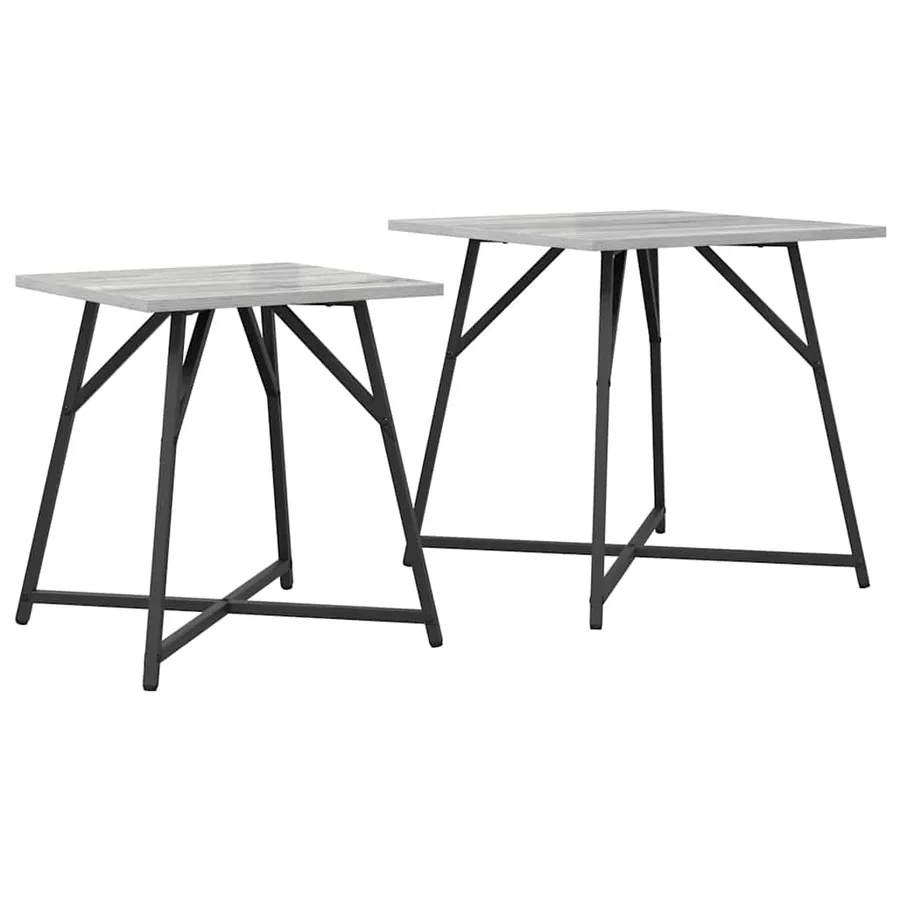 Ensemble de tables d'appoint 2 pcs Gris Sonoma et noir - 2