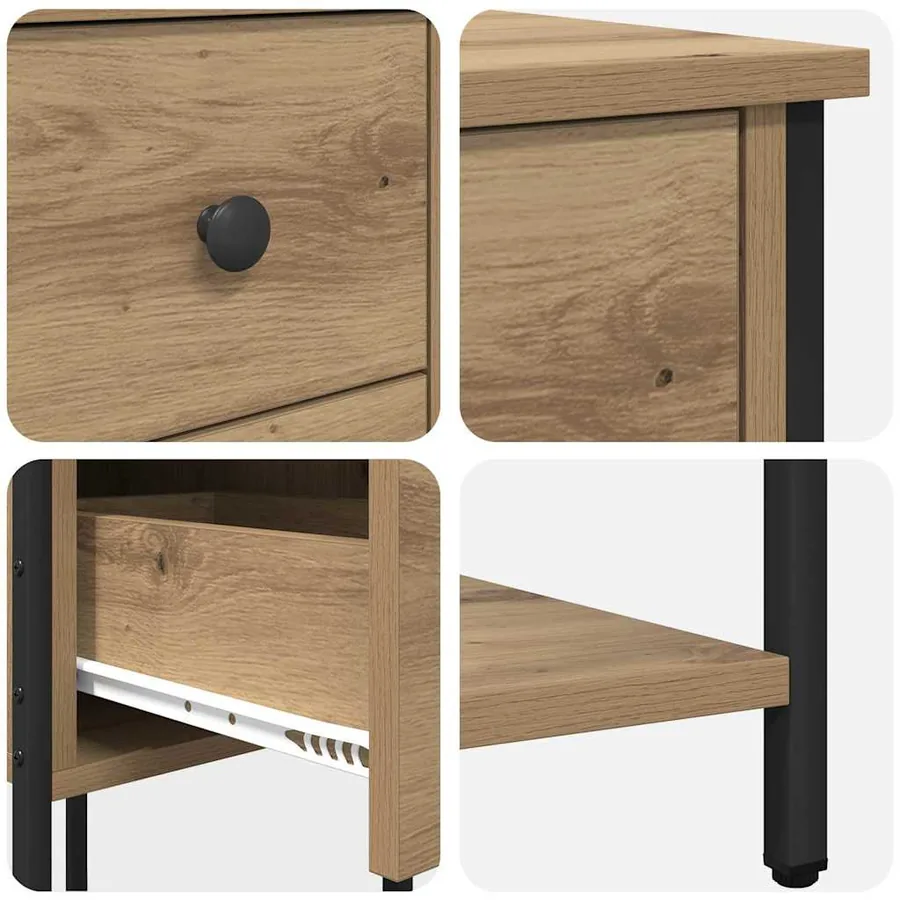 Cabinet de chevet 2 pc chêne artisanal 32 x 42 x 70 cm - 10
