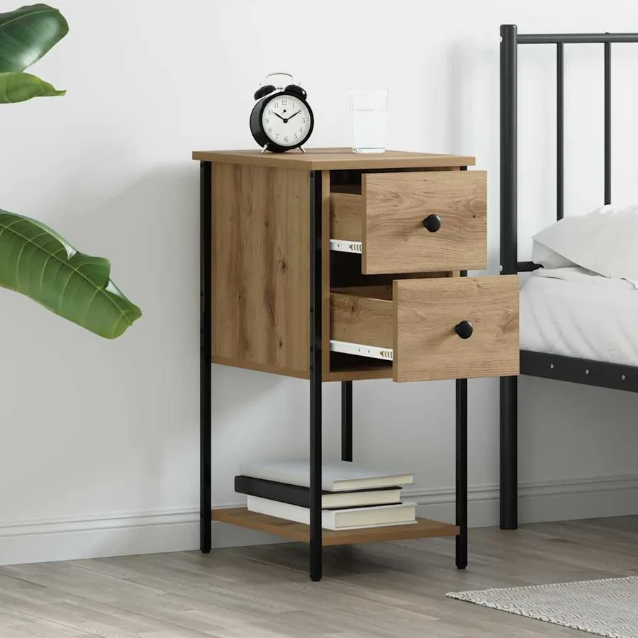 Cabinet de chevet 2 pc chêne artisanal 32 x 42 x 70 cm - 4