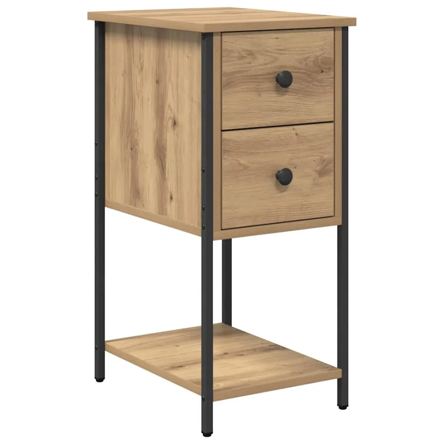 Cabinet de chevet 2 pc chêne artisanal 32 x 42 x 70 cm - 5