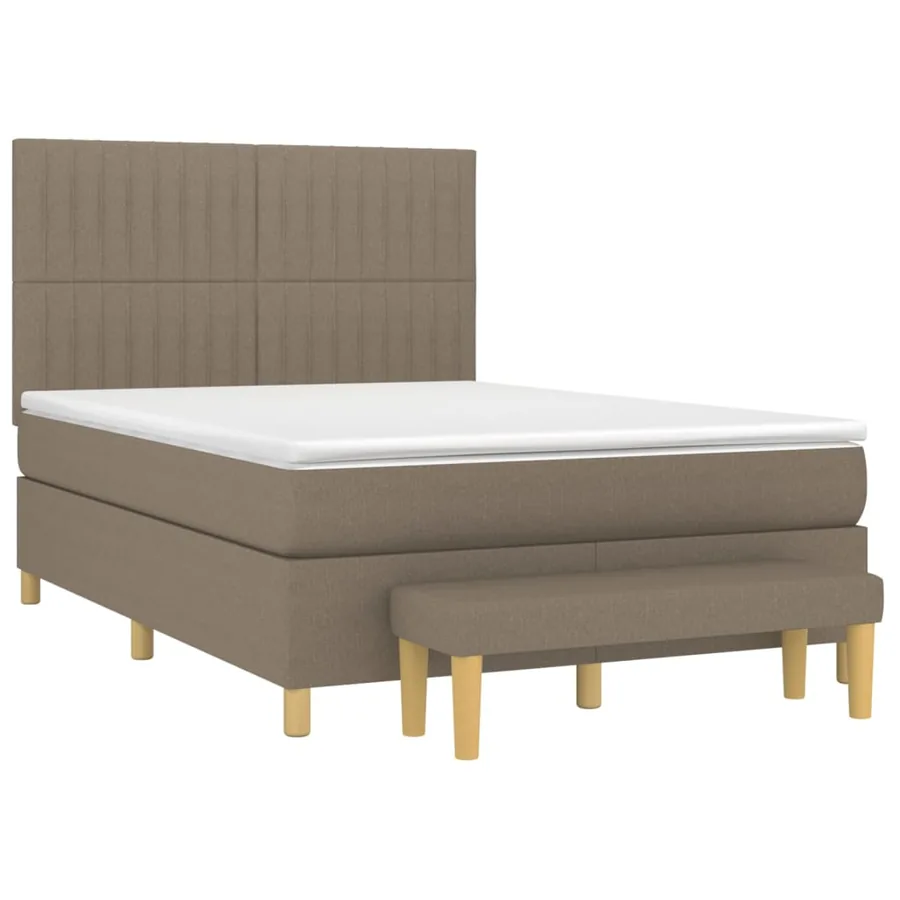 Sommier à lattes de lit avec matelas Taupe 140x200 cm Tissu - 3