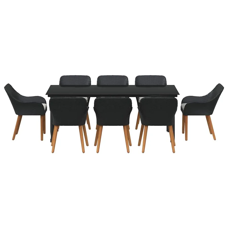 Ensemble de salle à manger pour jardin 9 pcs Noir polyrotin - 7