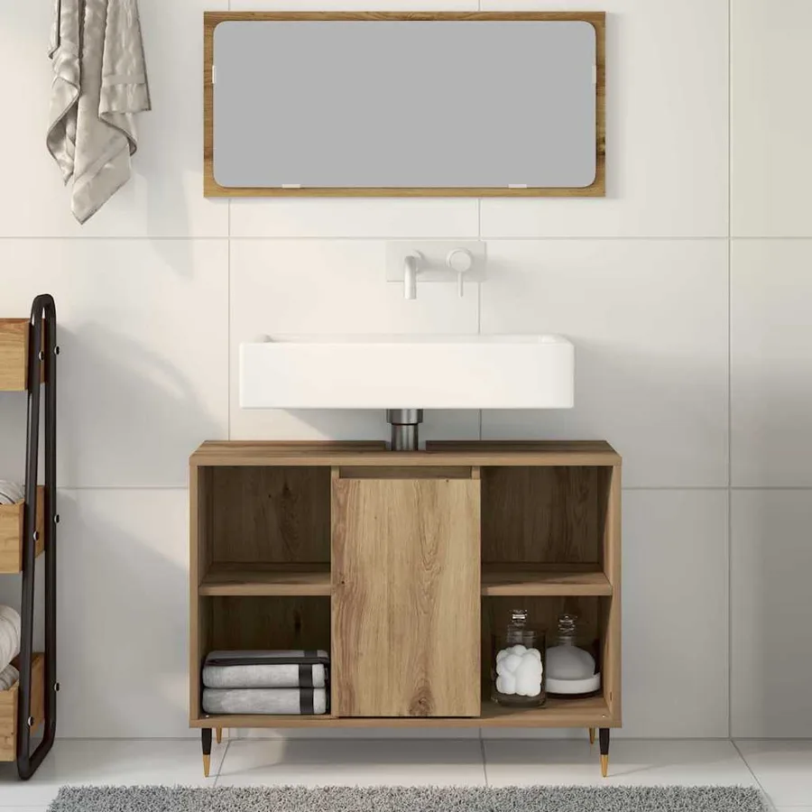 Cabinet de salle de bain Chêne artisanal 80 x 33 x 60 cm - 4
