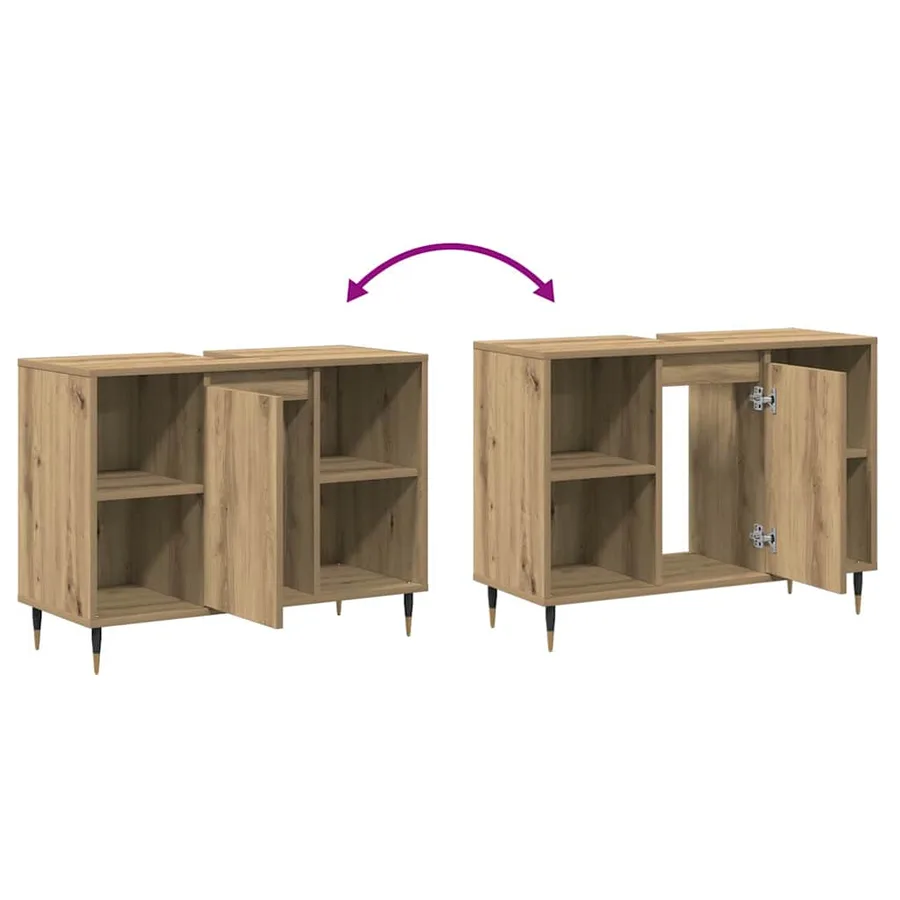 Cabinet de salle de bain Chêne artisanal 80 x 33 x 60 cm - 8