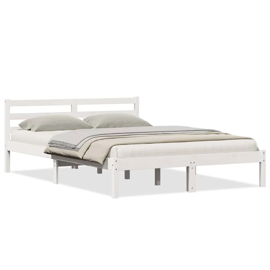 Cadre de lit Blanc 225,5 x 145,5 x 69,5 cm Bois de Pin Massif - 3