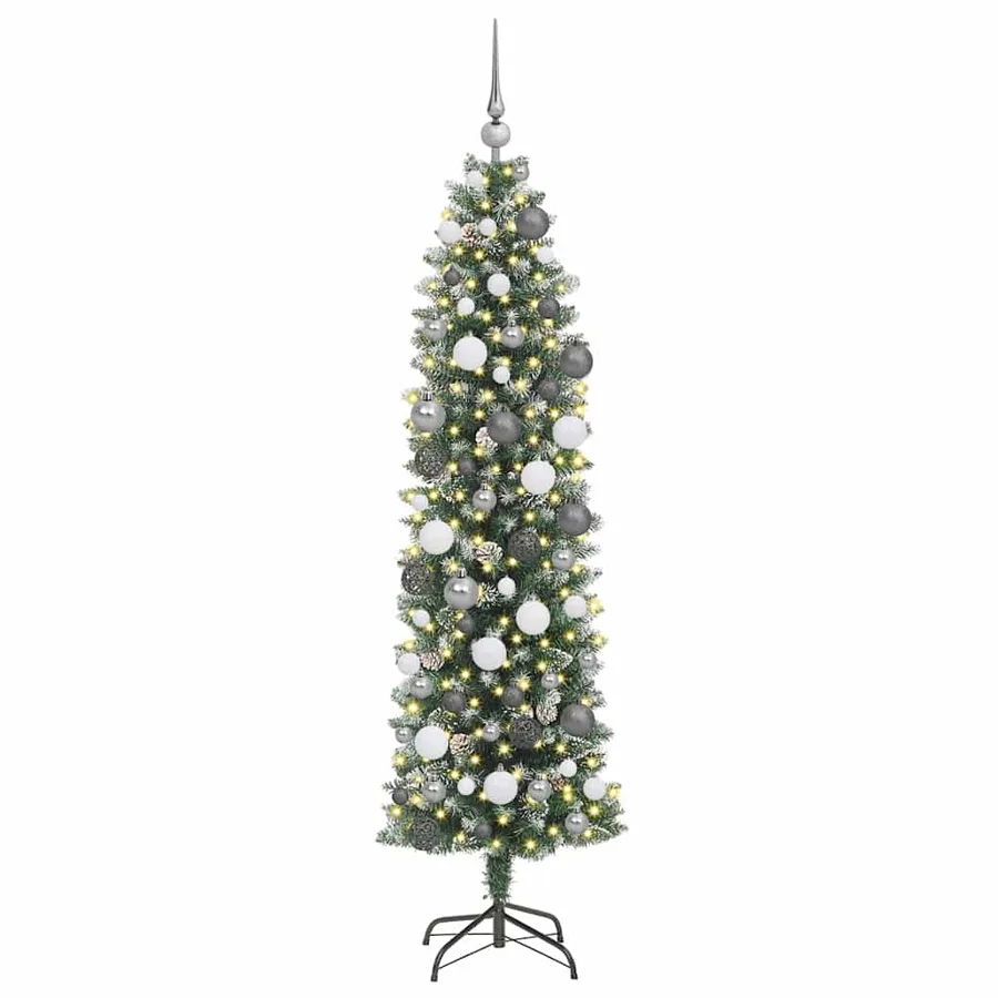 Arbre de Noël artificiel slim avec 300 LED Vert et blanc 180 cm - 3