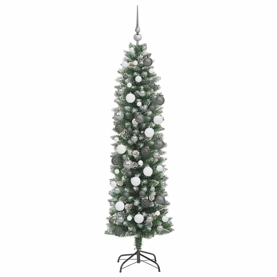 Arbre de Noël artificiel slim avec 300 LED Vert et blanc 180 cm - 4