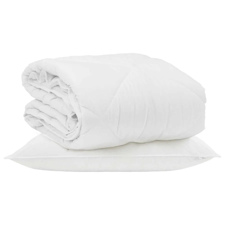 Duvet d'été simple avec oreiller 2 pcs Blanc Microfibre - 2