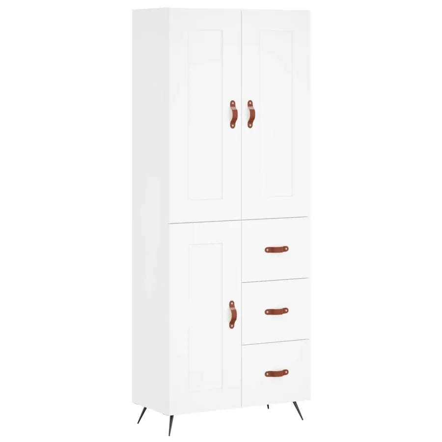 Buffet haut Blanc 69,5x34x180 cm Bois d'ingénierie - 2