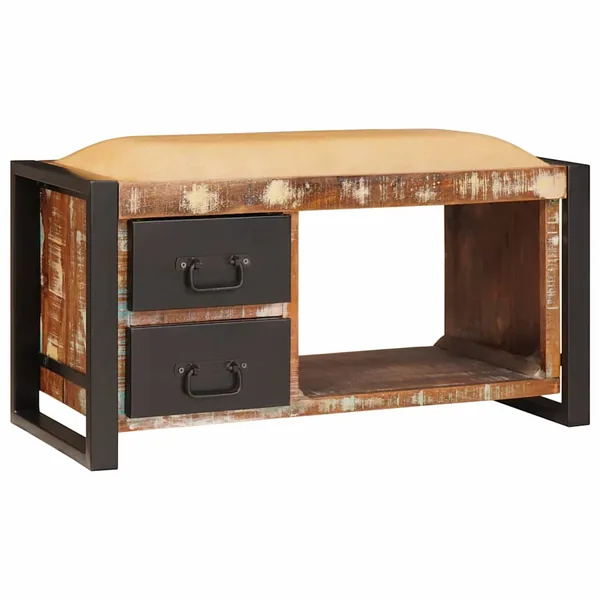 Banc de rangement Multicolore Bois massif de récupération