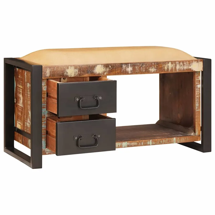 Banc de rangement Multicolore Bois massif de récupération - 2