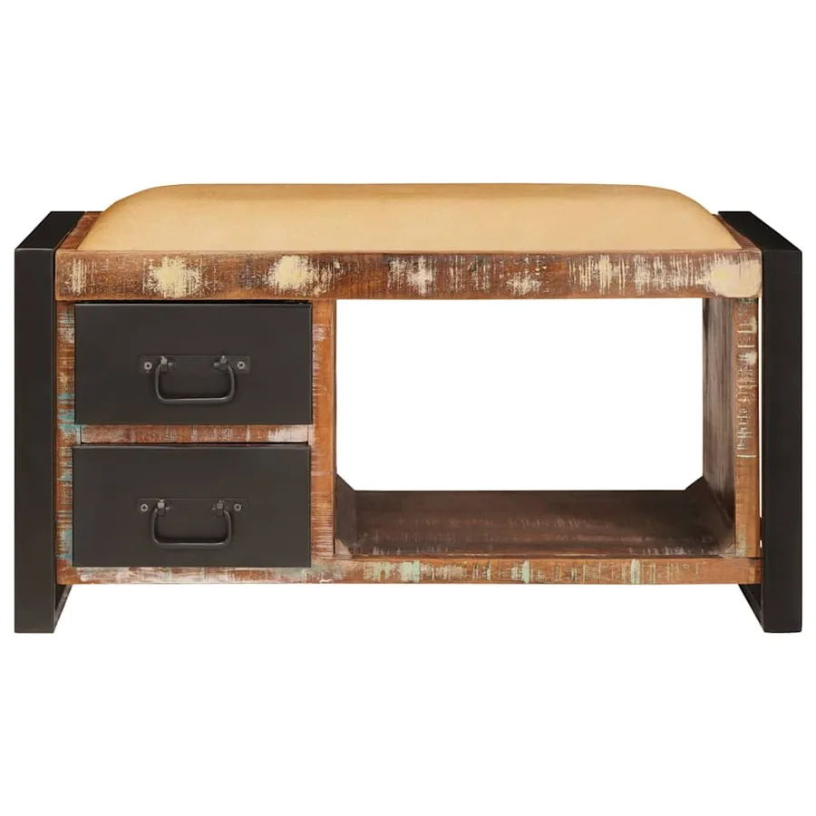 Banc de rangement Multicolore Bois massif de récupération - 5