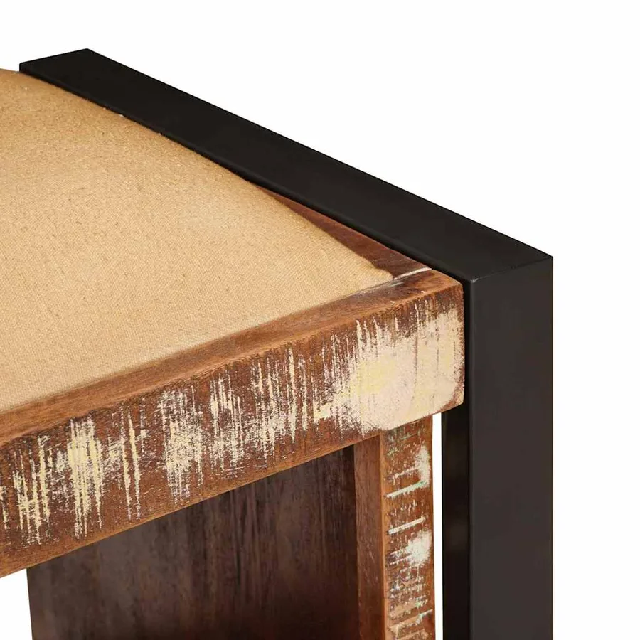 Banc de rangement Multicolore Bois massif de récupération - 8