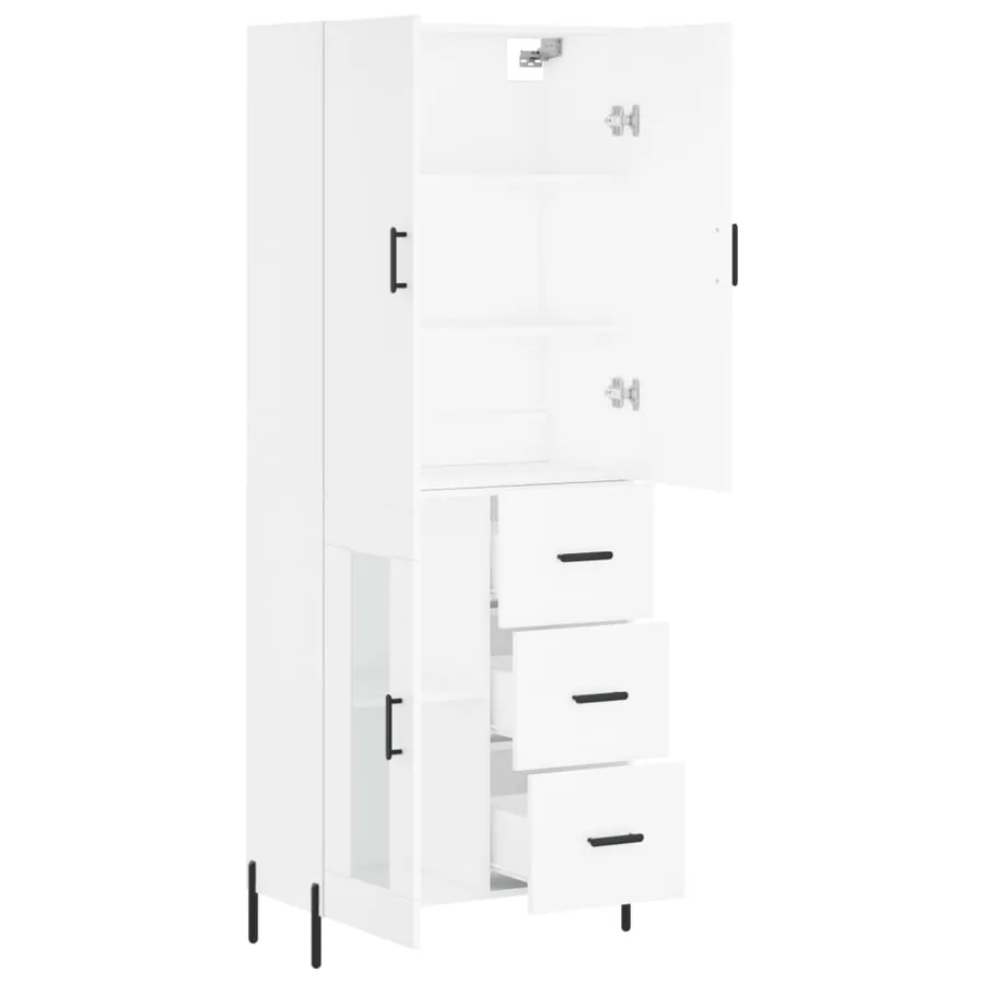 Buffet haut Blanc 69,5x34x180 cm Bois d'ingénierie - 4