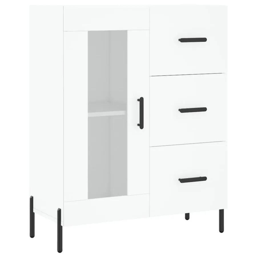 Buffet haut Blanc 69,5x34x180 cm Bois d'ingénierie - 7