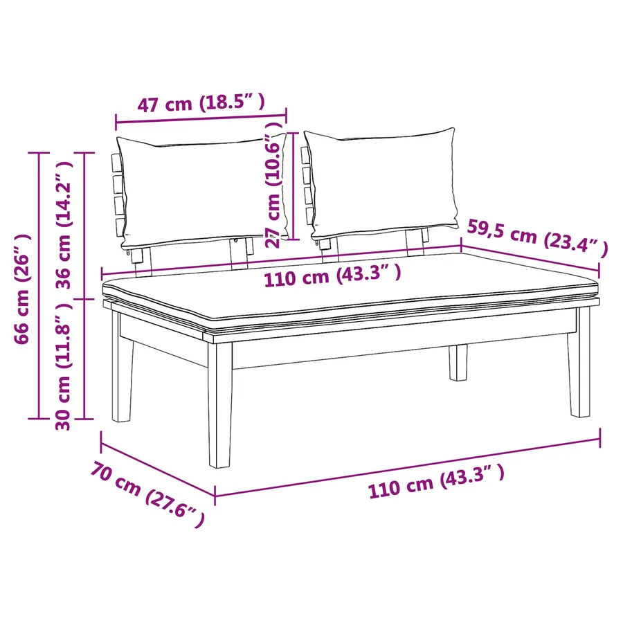 Ensemble banc et table de jardin 2 pcs Gris et marron - 14