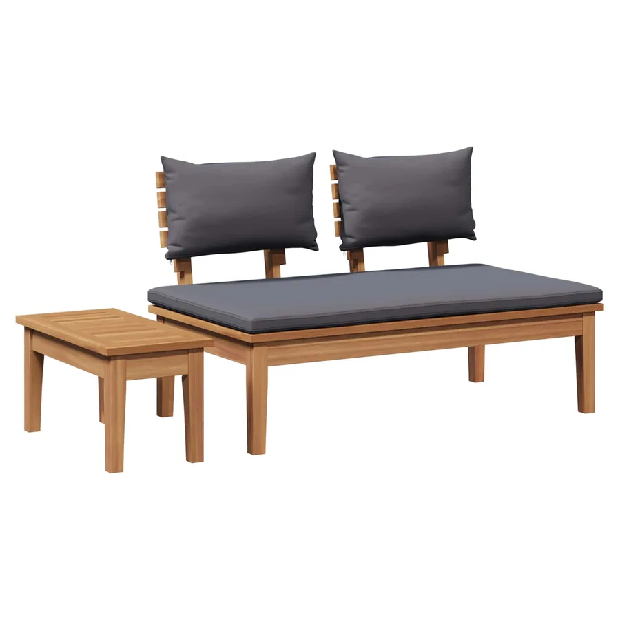 Ensemble banc et table de jardin 2 pcs Gris et marron - 2