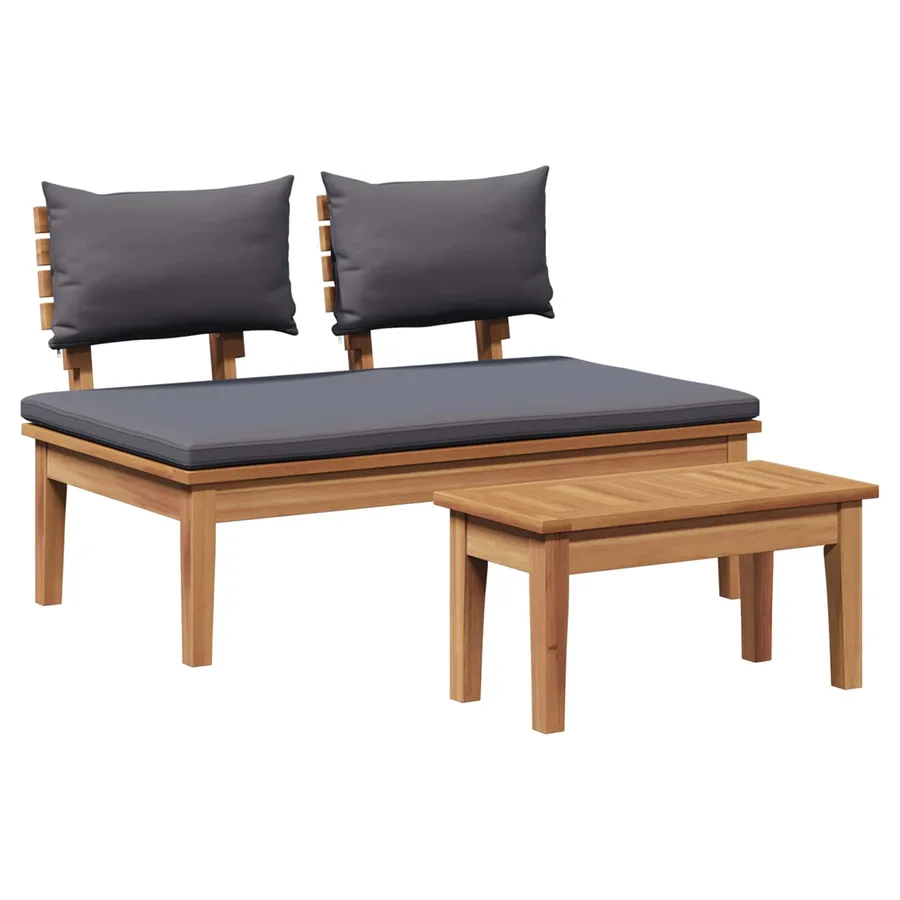 Ensemble banc et table de jardin 2 pcs Gris et marron - 7