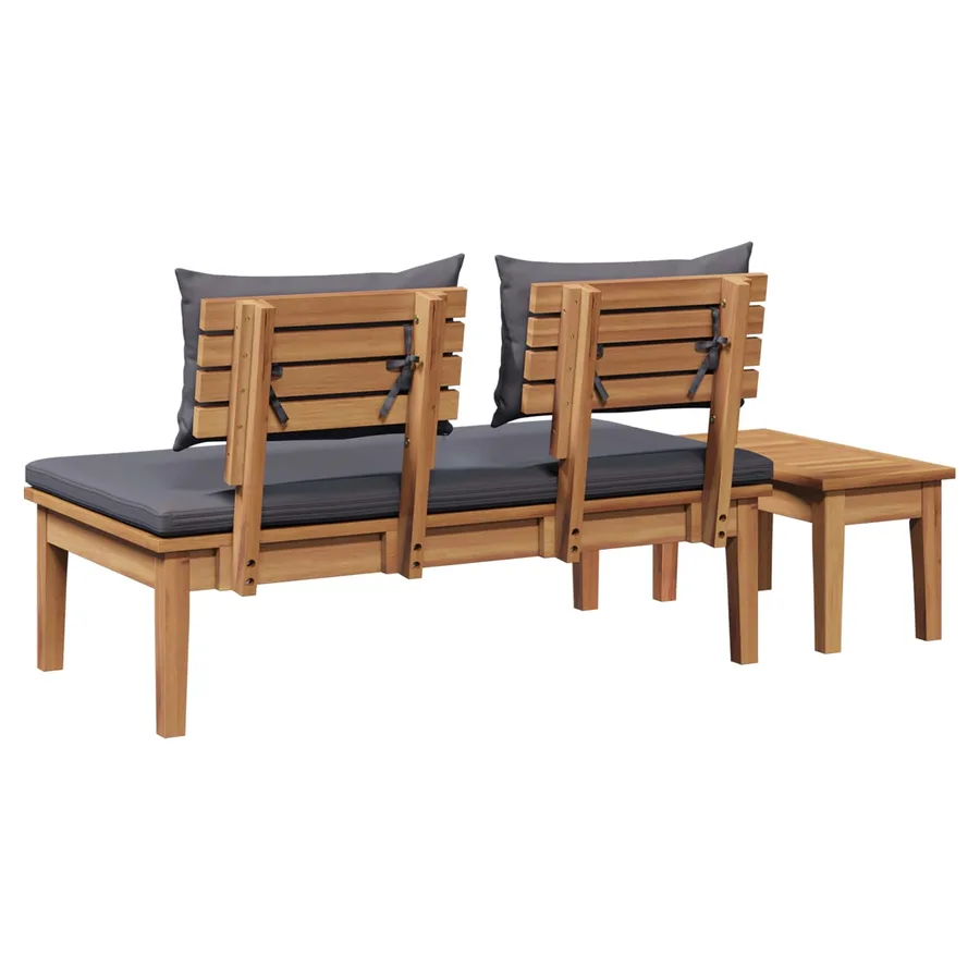 Ensemble banc et table de jardin 2 pcs Gris et marron - 8