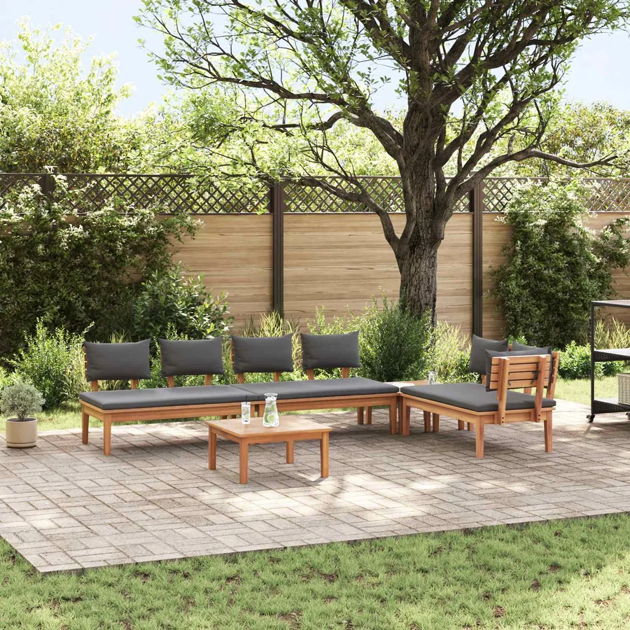 Ensemble de canapé de jardin 5 pcs Marron et gris
