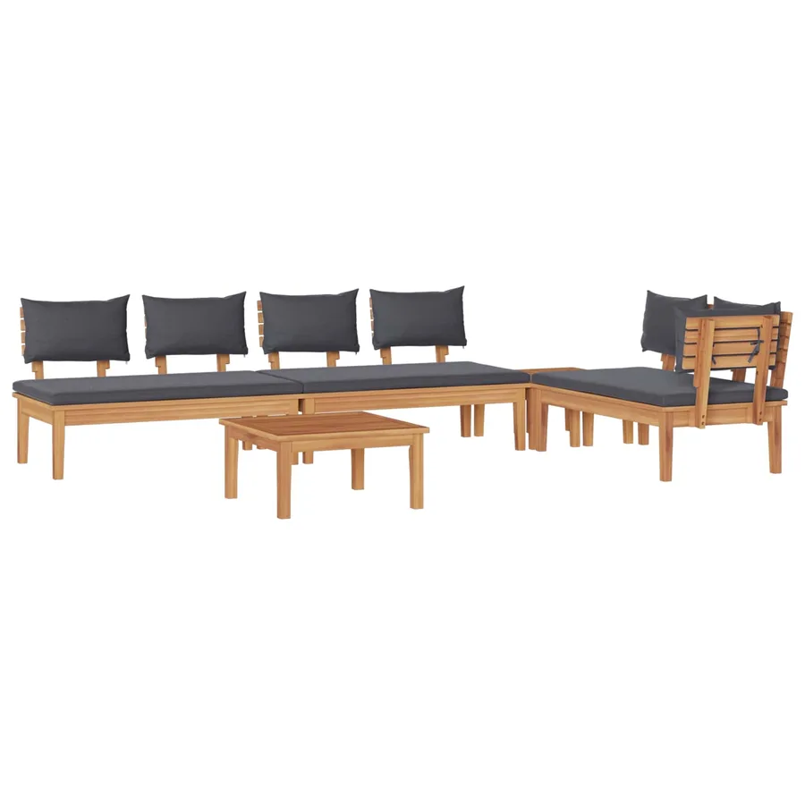 Ensemble de canapé de jardin 5 pcs Marron et gris - 2