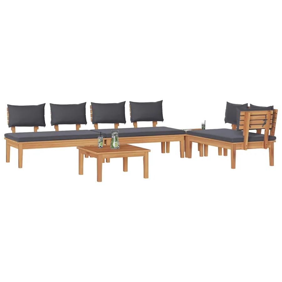 Ensemble de canapé de jardin 5 pcs Marron et gris - 3