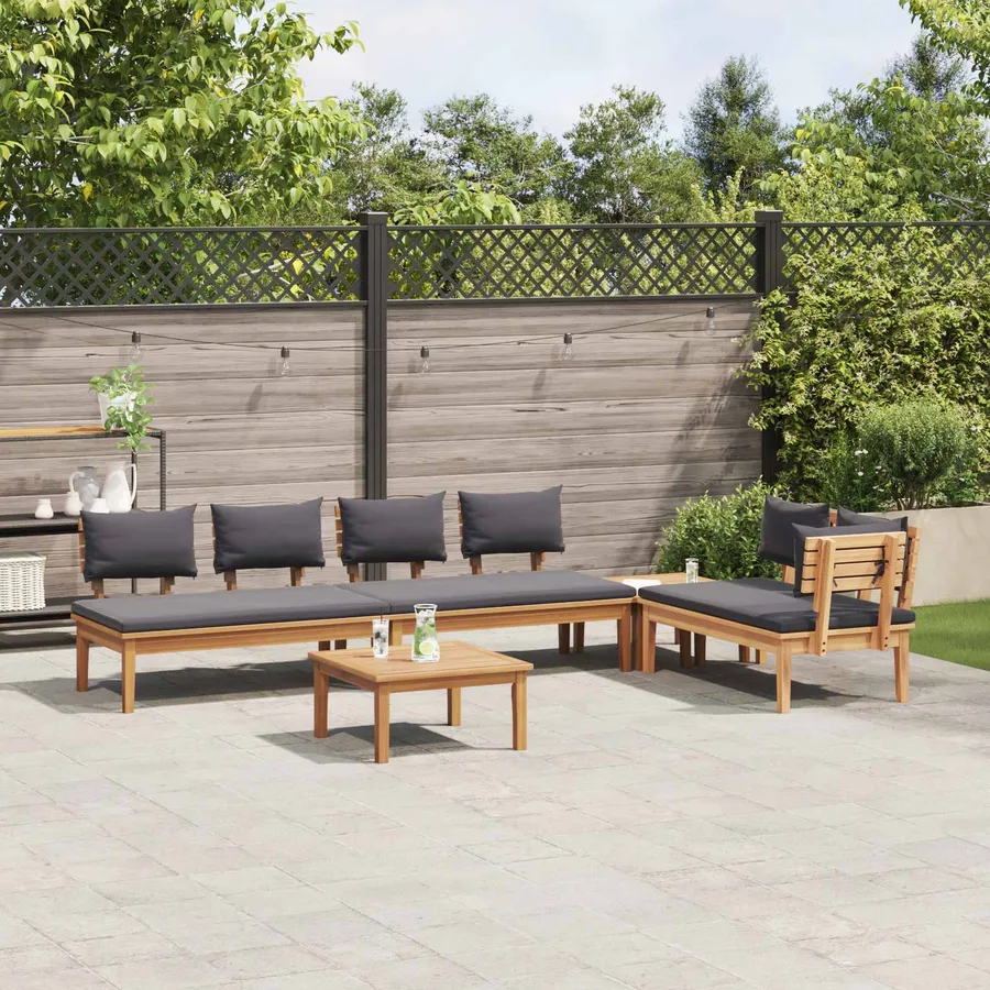 Ensemble de canapé de jardin 5 pcs Marron et gris - 4