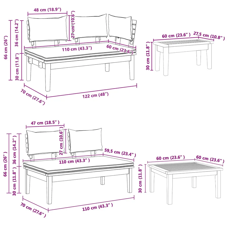 Ensemble de canapé de jardin 5 pcs Marron et gris - 8