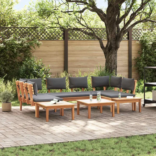 Ensemble de canapé de jardin 4 pcs Marron et gris