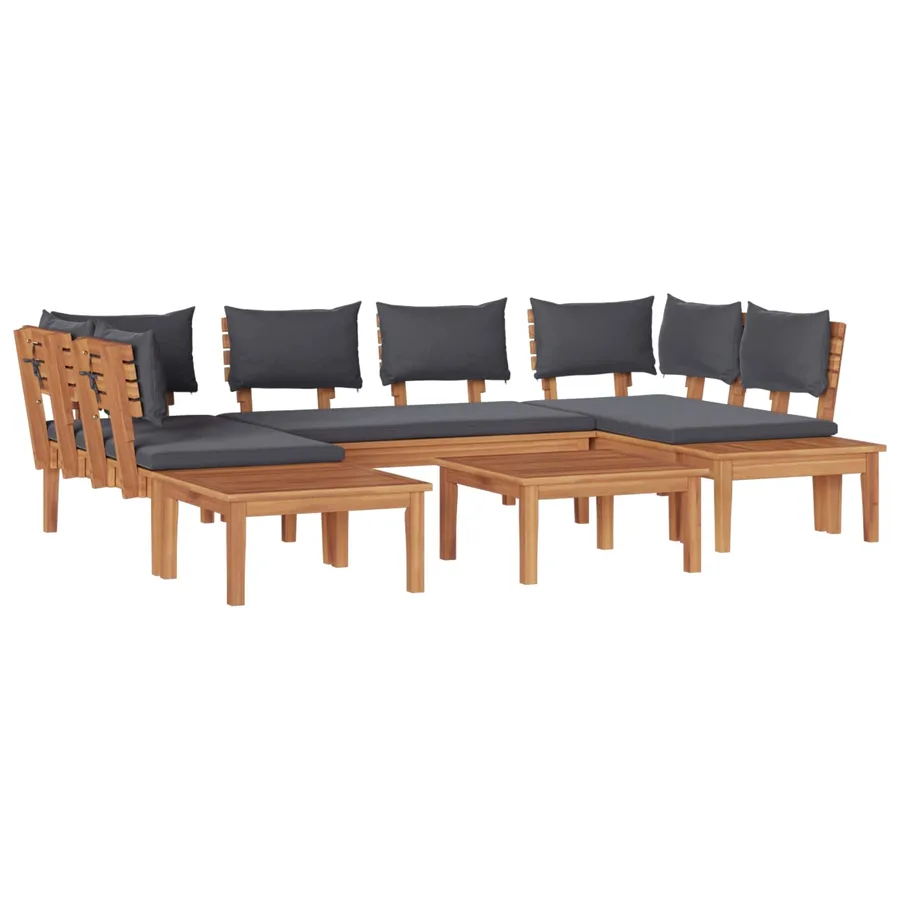 Ensemble de canapé de jardin 4 pcs Marron et gris - 2