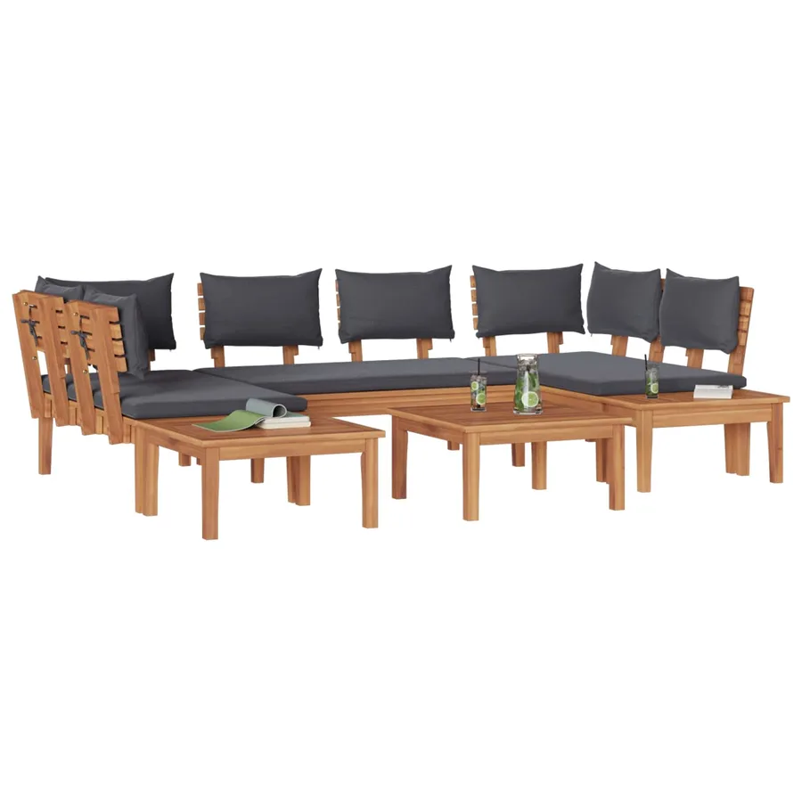 Ensemble de canapé de jardin 4 pcs Marron et gris - 3