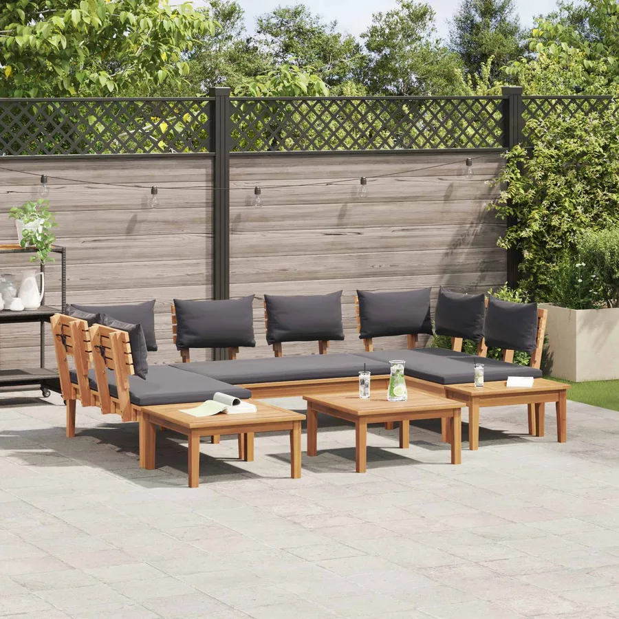 Ensemble de canapé de jardin 4 pcs Marron et gris - 4