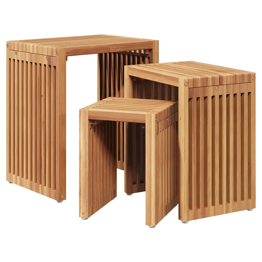 Table d'appoint de jardin 3 pcs Marron 33 x 44,5 x 51 cm - 2
