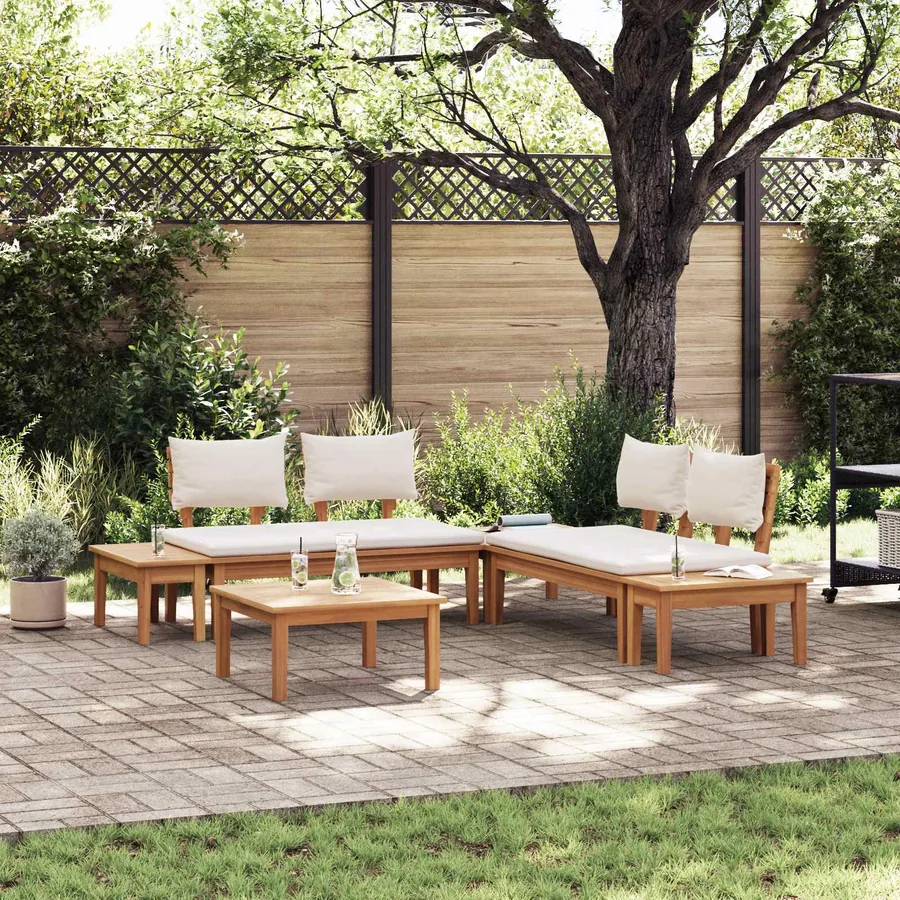 Ensemble de canapé de jardin 3 pcs Marron et Crème