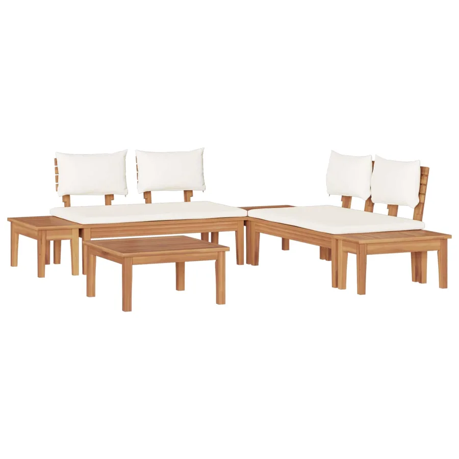 Ensemble de canapé de jardin 3 pcs Marron et Crème - 2