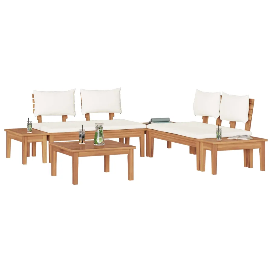 Ensemble de canapé de jardin 3 pcs Marron et Crème - 3