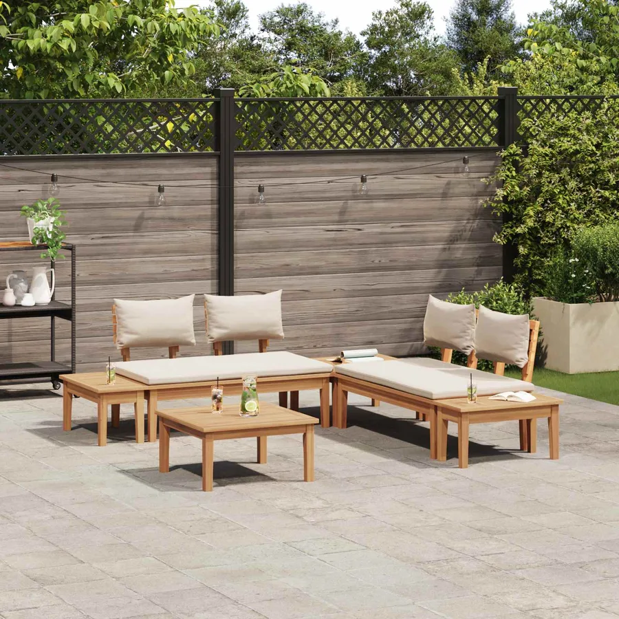 Ensemble de canapé de jardin 3 pcs Marron et Crème - 4