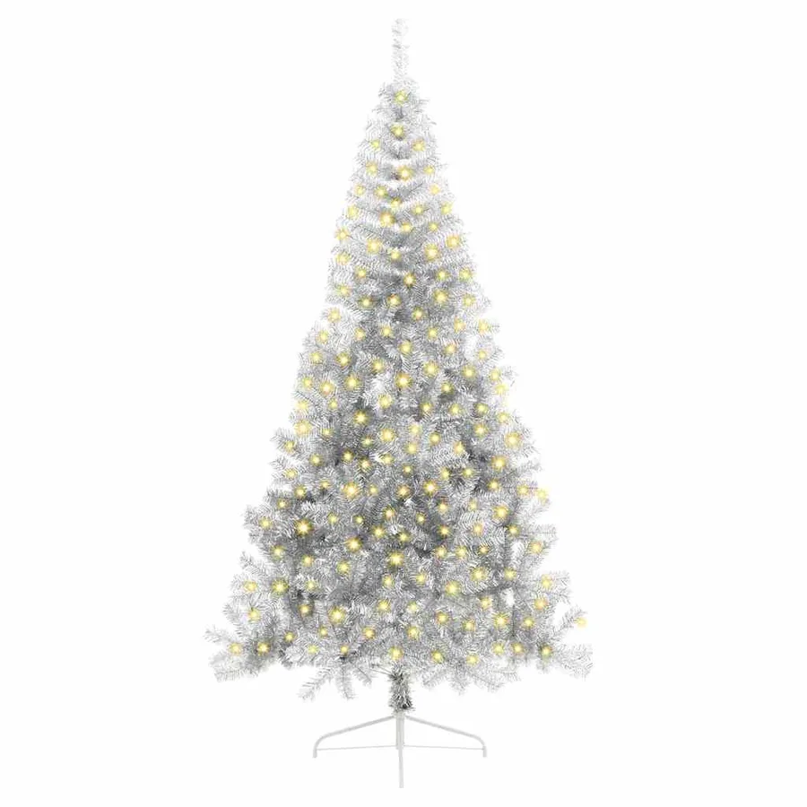 Sapin de Noël artificiel pré-éclairé Argent 210 cm PET - 3