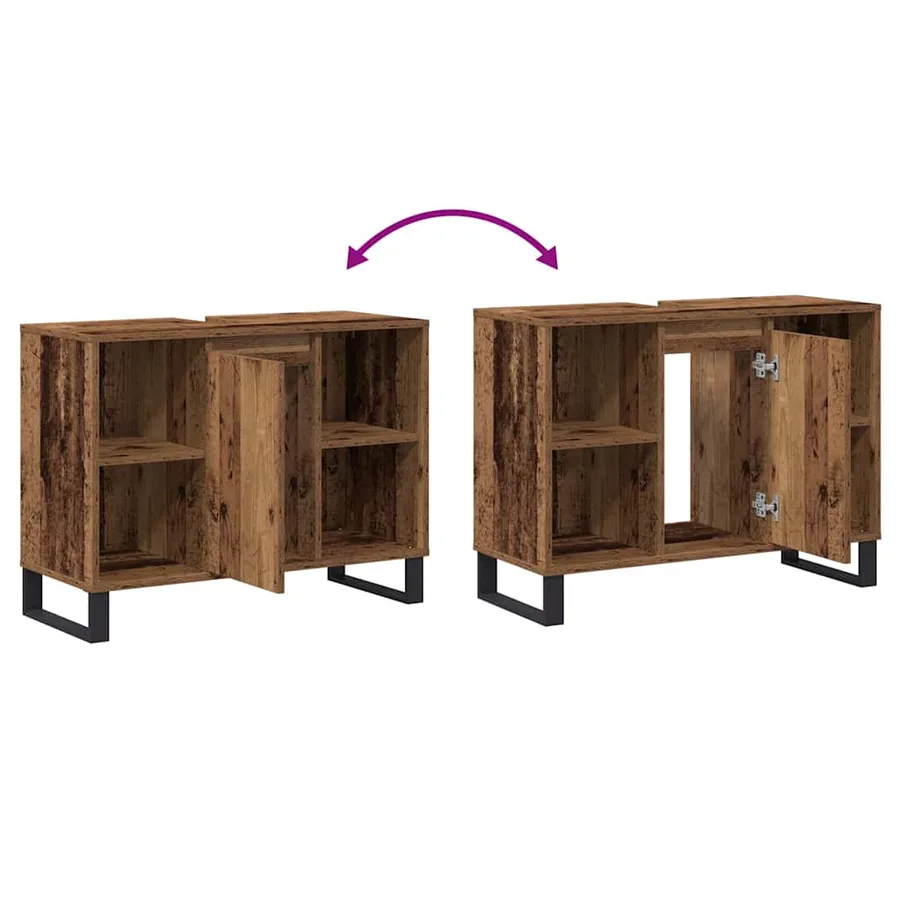 Cabinet de salle de bain avec porte Bois Ancien 80 x 33 x 60 cm - 10