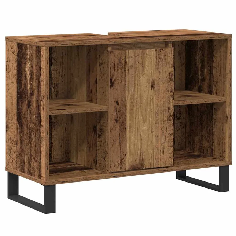 Cabinet de salle de bain avec porte Bois Ancien 80 x 33 x 60 cm - 2