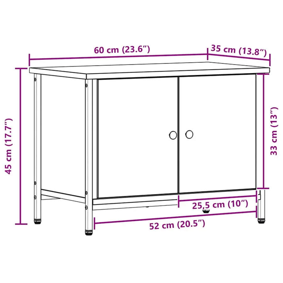Meuble TV Chêne noir 60 x 35 x 45 cm Bois d'ingénierie - 12