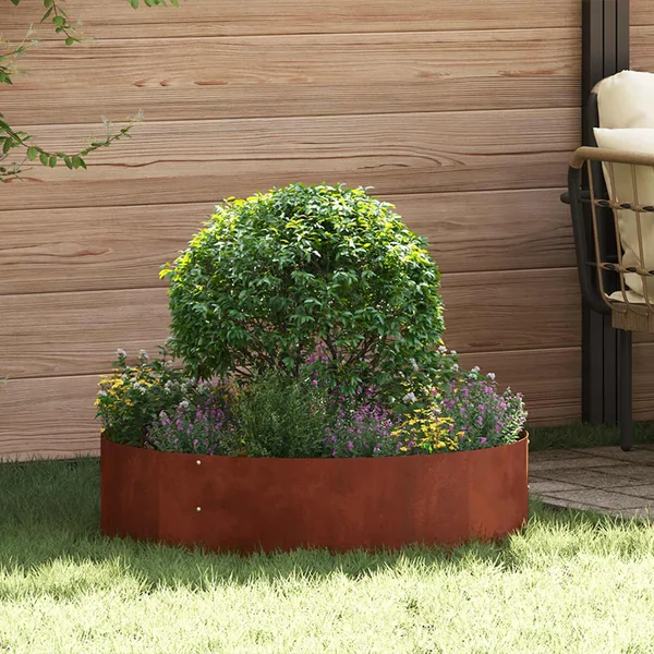 Anneau de jardinière 5 pc Rouillé 80 x 80 x 20 cm Acier patiné
